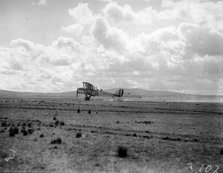 Royal Visit, May 1927. RAAF DH9 aircraft taking off.