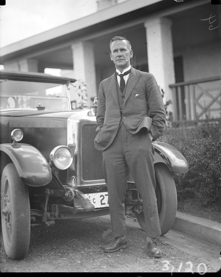 Royal Visit, May 1927 - Mr Mildenhall with his Armstrong Siddeley motor car Registration Number 27