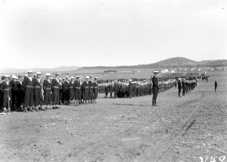 Navy and Army Troops on parade at the Royal review, York Park.