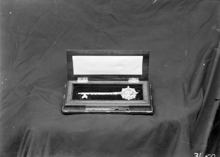 Casket with golden key for the Front Doors of Parliament House.