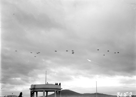 RAAF Aircraft in flight at the Royal Review.