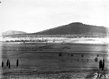 View from City Hill up Ainslie Avenue showing Gorman House, Braddon and Mount Ainslie