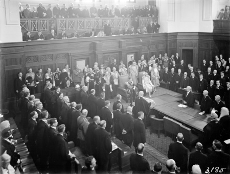 Senate Chamber with Duke and Duchess of York officiating at the opening of Parliament House.