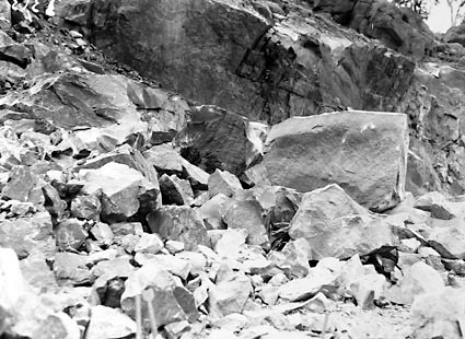 Broken rocks at the Brickworks quarry