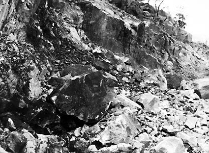 Brickworks quarry with broken rocks