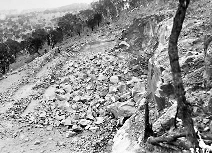 Brickworks quarry with broken rock