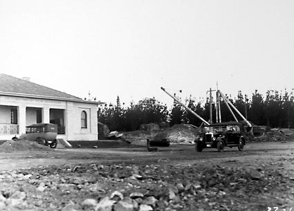 Building under construction at the Commonwealth Solar Observatory, Mt Stromlo next to Administration Office