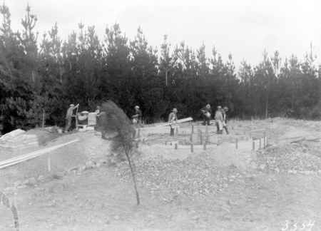Foundations for telescope under construction on Mt Stromlo (published in annual report).