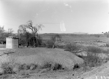 Distant view of Parliament House from Molonglo River.