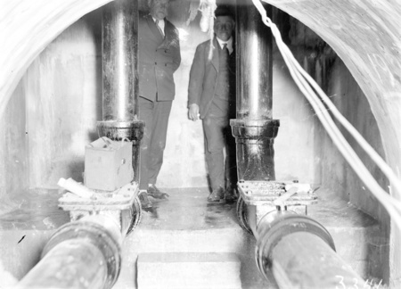 Water pipes in sewerage tunnel.