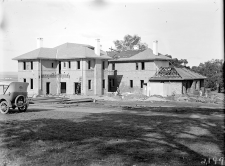 Prime Minister's Lodge nearing completion, from south west, Adelaide Avenue, Deakin