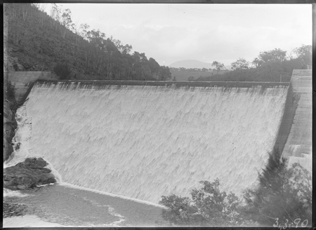 Cotter Dam wall, spillway and stilling pool.