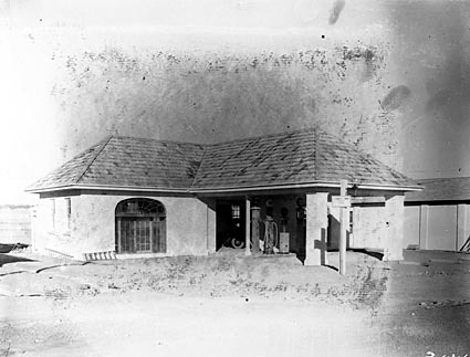 Garage in Mort Steet with petrol pump. L.H.Rudd and D.E.Limburgh, Architects