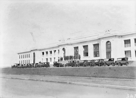 Parliament House, convoy of motor cars.