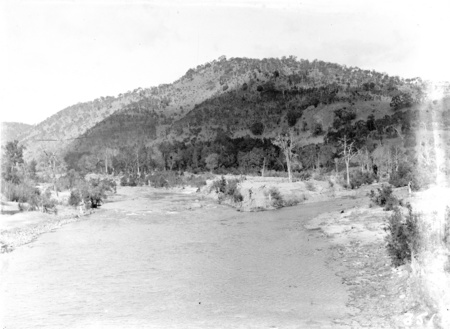 Cotter river below the dam at its confluence with the Murrumbidgee River.