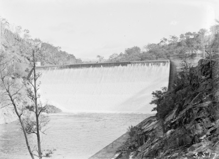 Cotter dam, spillway and stilling pond.