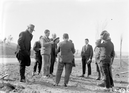 Tree planting ceremony in Brisbane Avenue by members of the Commercial Travellers Association.