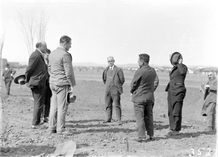 Tree planting ceremony in Brisbane Avenue by members of the Commercial Travellers Association.
