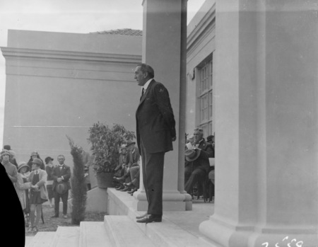 The Rt Hon Stanley Melbourne Bruce speaking at the opening of the Ainslie School in September 1927.