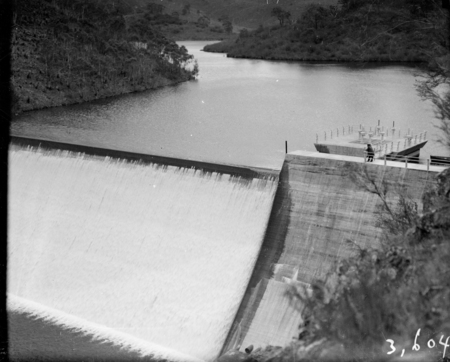 Cotter Dam, stilling pond and wall.