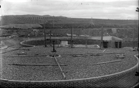 Weston Creek sewerage treatment works, trickling filters under construction