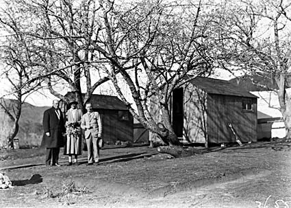 Three  visitors to the Forestry Camp Mount Coree