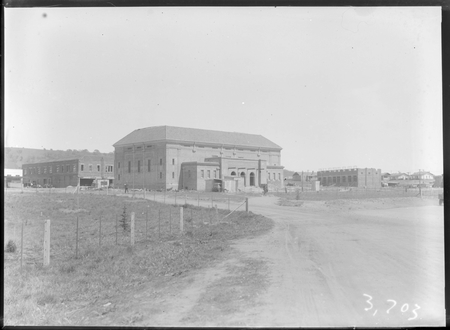 Capitol Theatre, Manuka and Manuka shops under construction.