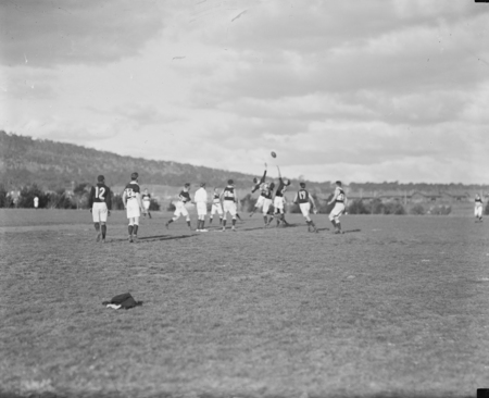 Crowd and players during the Australian Rules Football final.