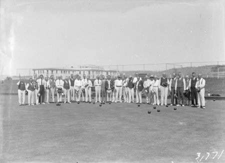 Visit by the Ashfield Bowling Club of Sydney on the Parliament House greens.