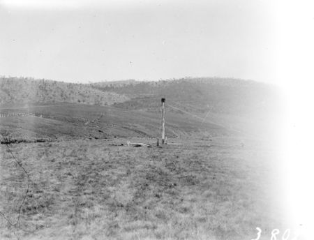 Power pole being erected.
