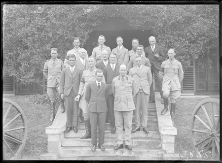 Bert Hinkler with a group of Army Officers at Duntroon House.