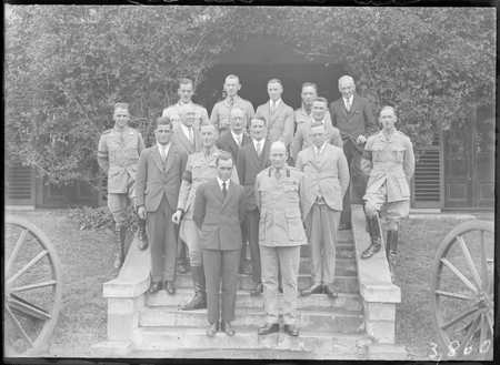 Bert Hinkler with a group of Army Officers at Duntroon House.