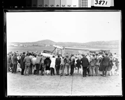 Bert Hinkler's Avro Avian aircraft with wings folded -side view