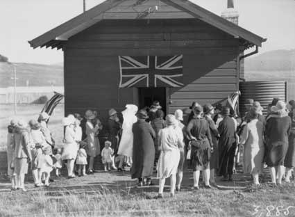 Meeting of the Mothercraft Society at the opening of Baby Heath Centre, Molonglo Settlement,Eastlake