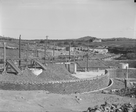 Weston Creek Sewerage Treatment Plant. Trickling filter system under construction.
