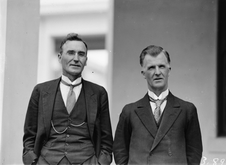 Mr James Scullin MP and Mr Arthur Blakeley MP, Minister for Home Affairs.