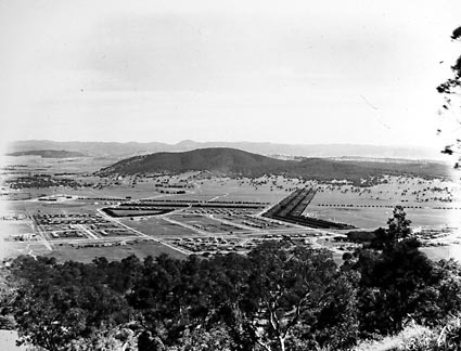 Braddon and Civic Centre from Mount Ainslie,Haig Park to the right