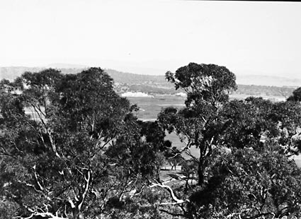 Distant view of Parliament House from Mt Ainslie