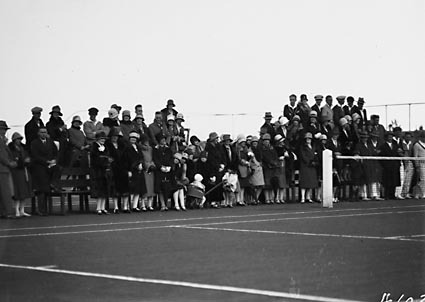 Part of the crowd listening to  Dr Earle Page speaking at the opening of the new Canberra Tennis Association Central Courts, Manuka.