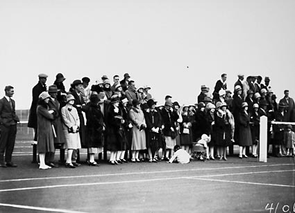 Part of crowd at  the opening of the Tennis Association Courts, Manuka