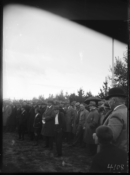 Spectators at the opening of a Canberra Australian Rules Football League match at Northbourne Oval.
