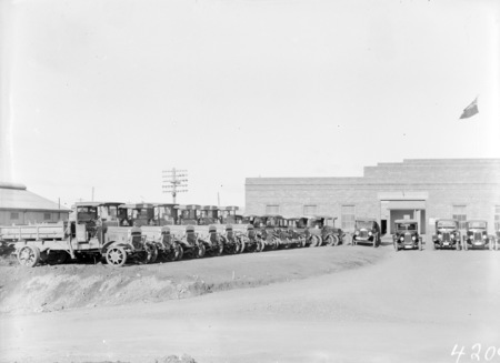 F.C.C. fleet of trucks and cars outside Government Printing Office.