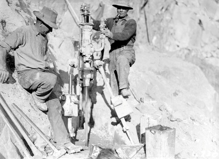 Quarry men with an air  drill