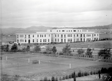 Parliamentary  Tennis courts and East Block from Parliament House