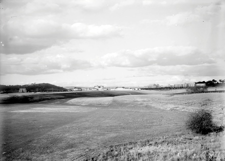 Golf links looking towards Parliament House and Hotel Canberra