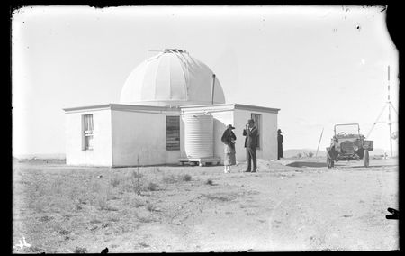 Oddie Telescope dome on Mount Stromlo looking north-east. Building housing telescope erected 1908-1910. Barrachi, Victorian Government Astronomer visited each 6 weeks to conduct observations and report to the British Association on the suitability of Mount Stromlo as a site for a solar observatory.