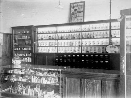 Interior of chemist shop, Eastlake (Kingston), most likely Campbell's