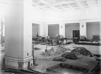 Interior of Kings Hall, Parliament House - under construction