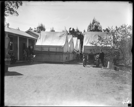 Tents and buildings. Bachelors quarters, Acton.