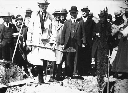 Tree planting in front of Parliament House by Empire Parliamentary Association, October 1926 - Tree is a Roman Cypress